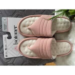 Isotoner Women's Memory Foam Slippers XL 9.5-10 Pink Indoor/Outdoor